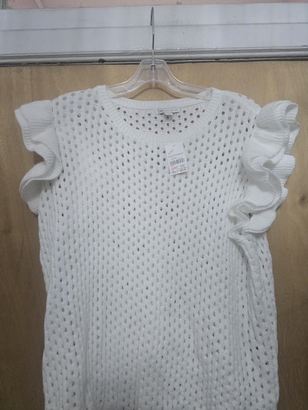 White Ruffled Sleeve Knit Shell Top - Picture 4 of 5
